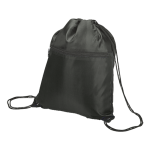 Drawstring Sport Bag with Zip Pocket 210D