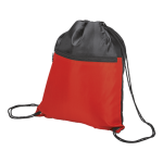 Drawstring Sport Bag with Zip Pocket 210D
