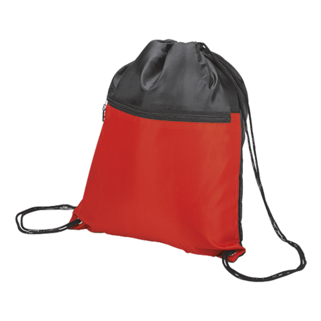 Drawstring Sport Bag with Zip Pocket 210D