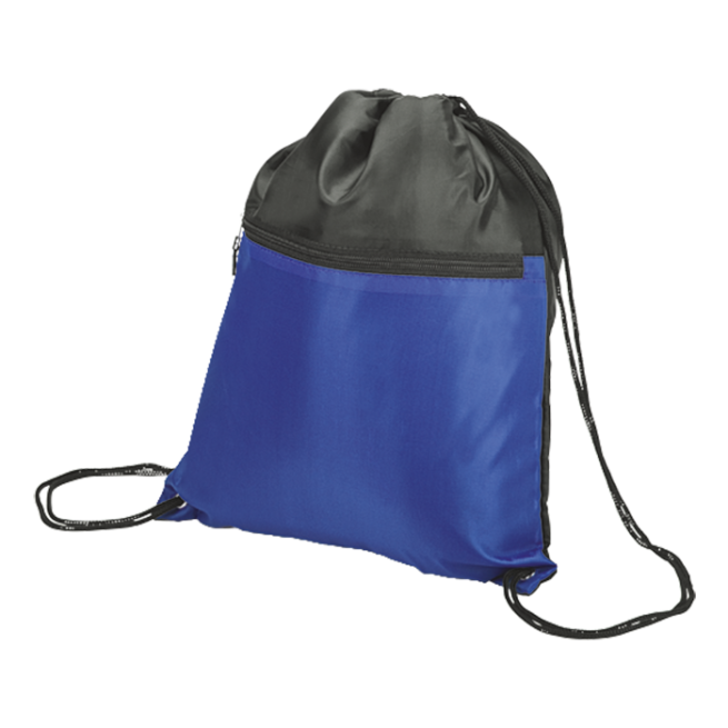 Drawstring Sport Bag with Zip Pocket 210D